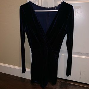 Navy Blue Velvet Romper